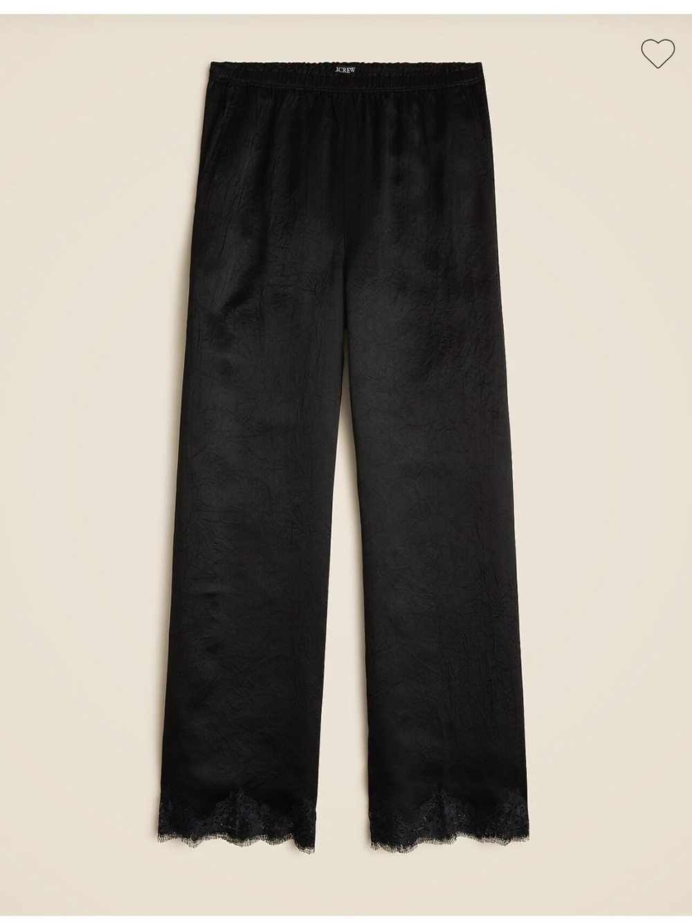 Stratus lace-trim pant in textured satin